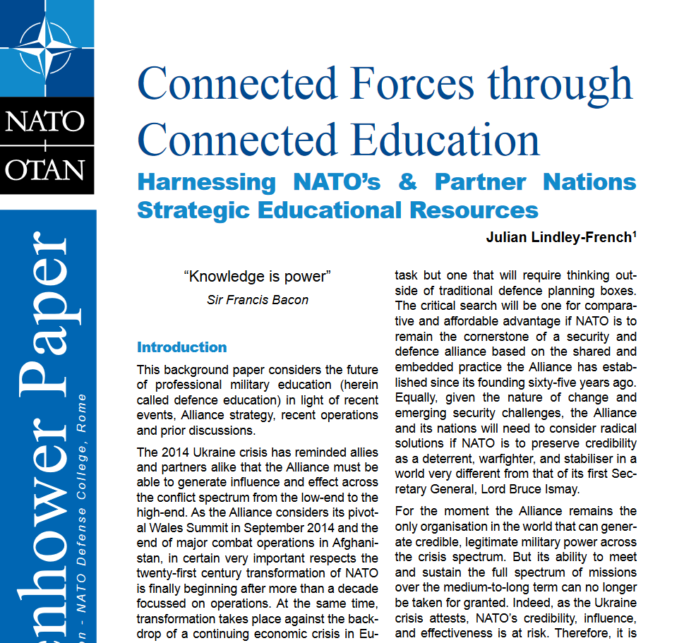 Connected Forces through Connected Education: Harnessing NATO's & Partner Nations Strategic Educational Resources