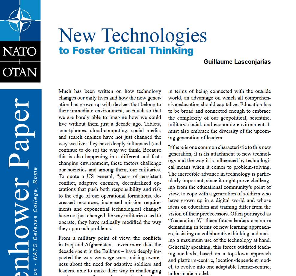 New Technologies to Foster Critical Thinking