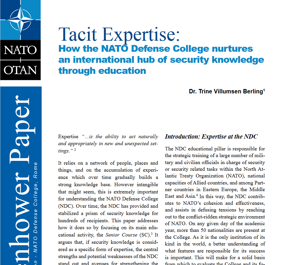 Tacit Expertise: How the NATO Defense College nurtures an international hub of security knowledge through education