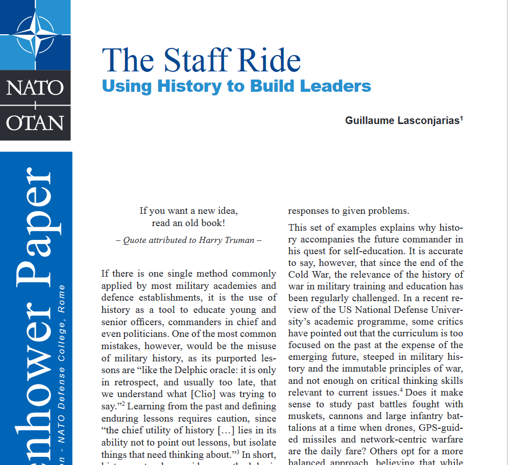 The Staff Ride - Using History to Build Leaders