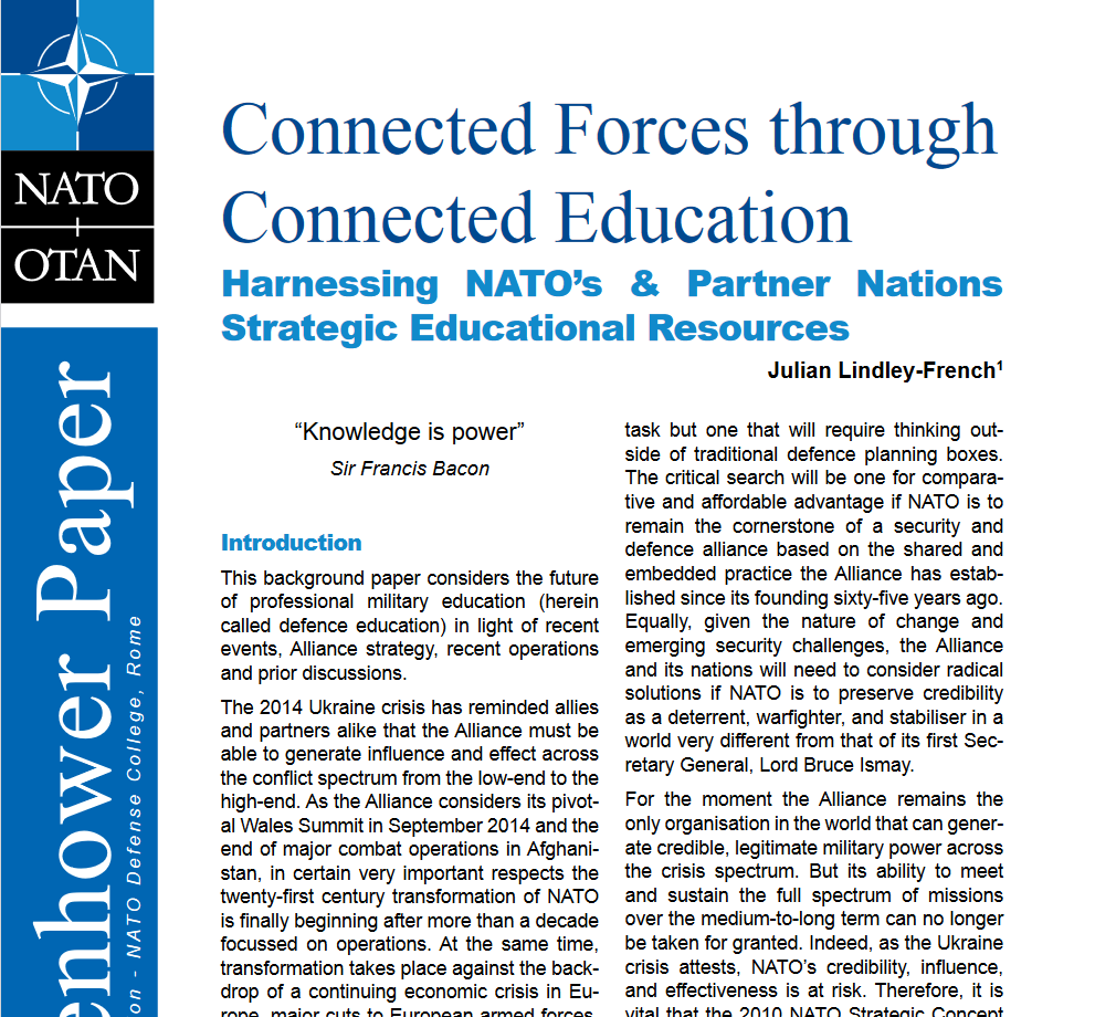 Connected Forces through Connected Education: Harnessing NATO's & Partner Nations Strategic Educational Resources